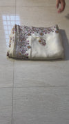 The Alankrita Riva: Pearl Ivory Georgette Saree with Embroidered Scallop Border