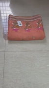 The Ira Riva: Pastel Peach Floral Embroidered Cotton Saree