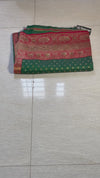 The Emerald Queen: Emerald Green Silk Saree With Crimson Red Zari Border