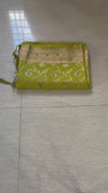 The Vasundhara Vilasa: Chartreuse Green & Antique Gold Silk Saree