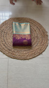 The Yamini Vilasa: Deep Plum & Turquoise Cyan Kanchipuram Silk Saree