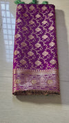 The Kashi Confluence: Royal Purple Banarasi Saree with Sea Green Contrast & Geometric Shikargah Jaal