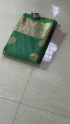 The Royal Loom: Emerald Green Kanchipuram Saree with Classic Golden Zari Butta Design