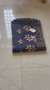 The Indrani Riva: Slate Navy Handloom Cotton Saree with Floral Sprig Embroidery