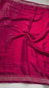 The Crimson Constellation: Deep Maroon Drape with Geometric Grid Border & Micro-Butti Shimmer