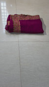 The Wine Charvi: Deep Plum Saree with Detailed Thread Embroidery Borders