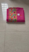 The Manjari Riva: Rani Pink Floral Embroidered Cotton Saree