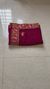 The Sharanya Riva: Deep Maroon & Multicolor Threadwork Embroidered Saree