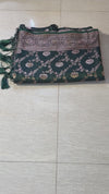 The Emerald Heritage: Deep Bottle Green Banarasi Silk Saree With Antique Gold Zari Jaal