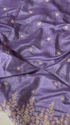 The Lavender Lattice: Periwinkle Drape with Ornate Floral Borders & Hand-Tied Tassels