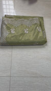 The Kritika Mayura: Olive Green Tissue Organza Saree