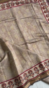 The Desert Flora: Fawn Beige Pure Cotton Saree with Madhubani-Inspired Block Prints
