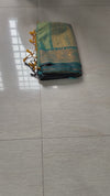 The Emerald Nila: Sage Green & Teal Woven Zari Silk Saree