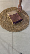 The Subhadra Vilasa: Cream Ivory & Royal Purple Kanchipuram Silk Saree