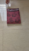The Mridula Riva: Rust Terracotta & Slate Grey Printed Cotton Saree
