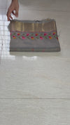 The Ashani Malini: Sterling Grey & Gold Tissue Cotton Saree
