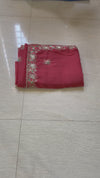 The Tarika Riva: Rust Terracotta Georgette Saree with Sequin Embroidered Border