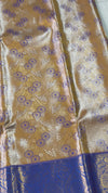 The Royal Kanjivaram: Mustard Gold Kanchipuram Silk Saree with Indigo Blue Zari Border
