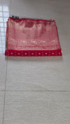 The Vermilion Shradha: Scarlet Red & Olive Green Traditional Woven Saree