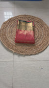The Kalyani Mayura: Coral Peach & Bottle Green Kanchipuram Silk Saree