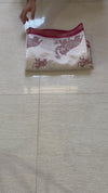 The Gaja Vilasa: Cream & Maroon Tussar Silk Cotton Saree
