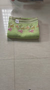 The Vasundhara Riva: Lime Green Floral Embroidered Cotton Saree
